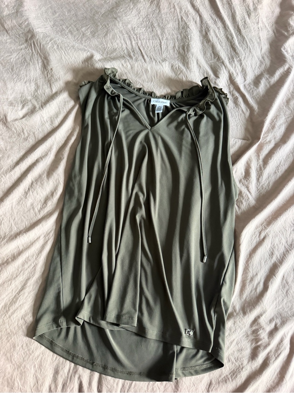 Calvin Klein Olive Green Tie-Neck Swim Cover-Up Tank